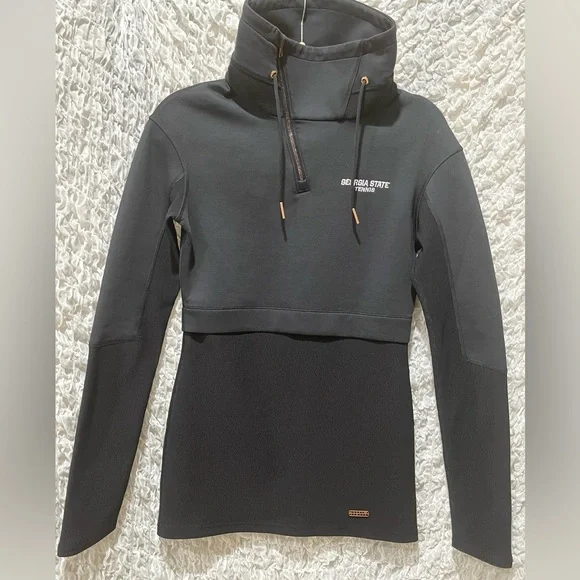 Under Armour Black High-Neck QUARTER ZIP Pullover, GEORGIA STATE TENNIS SIZE SM